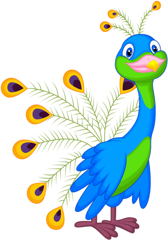 Graphic Transparent Download Face Frames Illustrations - Cute Peacock Clipart Png (365x500), Png Download