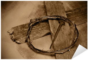 Jesus Christ Cross, Nail And Crown Of Thorns Sticker - Cruz Coroa De Espinho E Cravos (400x400), Png Download