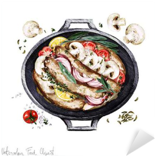 Watercolor Food Clipart - Illustration Watercolor Food Casserole (400x400), Png Download