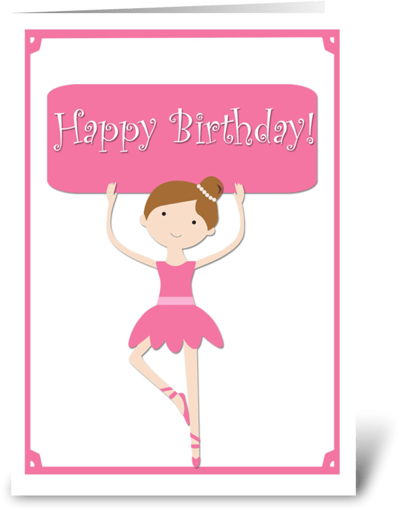 Ballerina Birthday Card Pink Ballerina Birthday Send - Rachel Ellen Designs Birthday Girl Swan Lake Greeting (700x792), Png Download