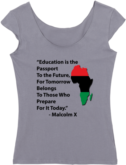 Malcolm X Education Reversible Women's Cap Sleeve T-shirt - Beer (600x600), Png Download