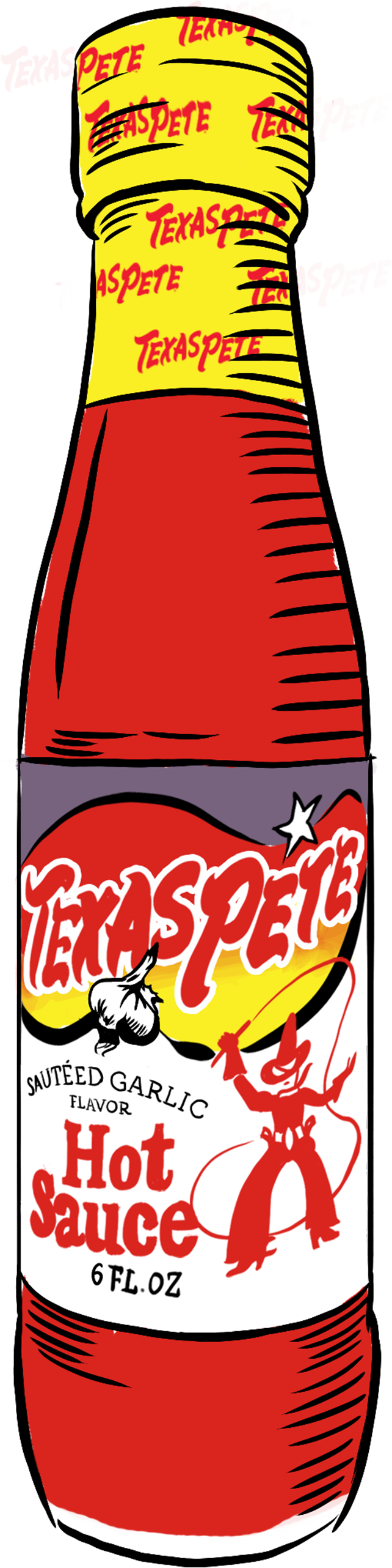 Garlic Hot Sauce Bottle From Texas Pete Hot Sauce Brand - Texas Pete Original Hot Sauce 12 Oz (642x2563), Png Download