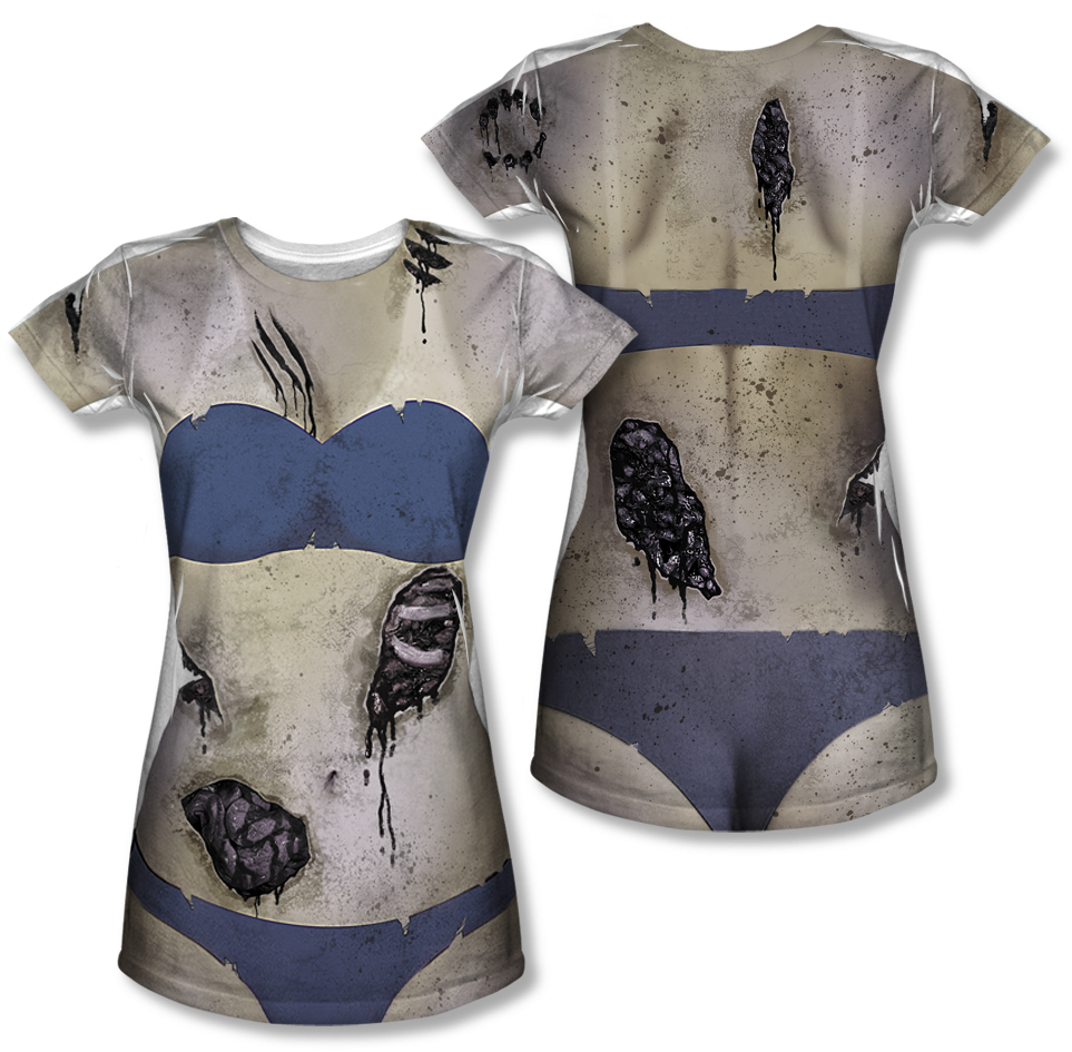 Juniors: Bikini Zombie Costume Tee (front/back Print) (1000x1000), Png Download