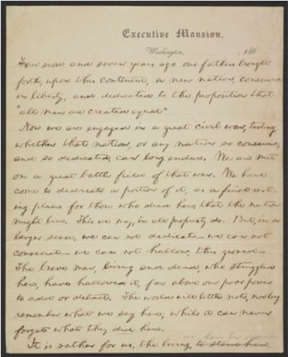 Nicolay Copy Of The Gettysburg Address - Gettysburg Address (1489x504), Png Download