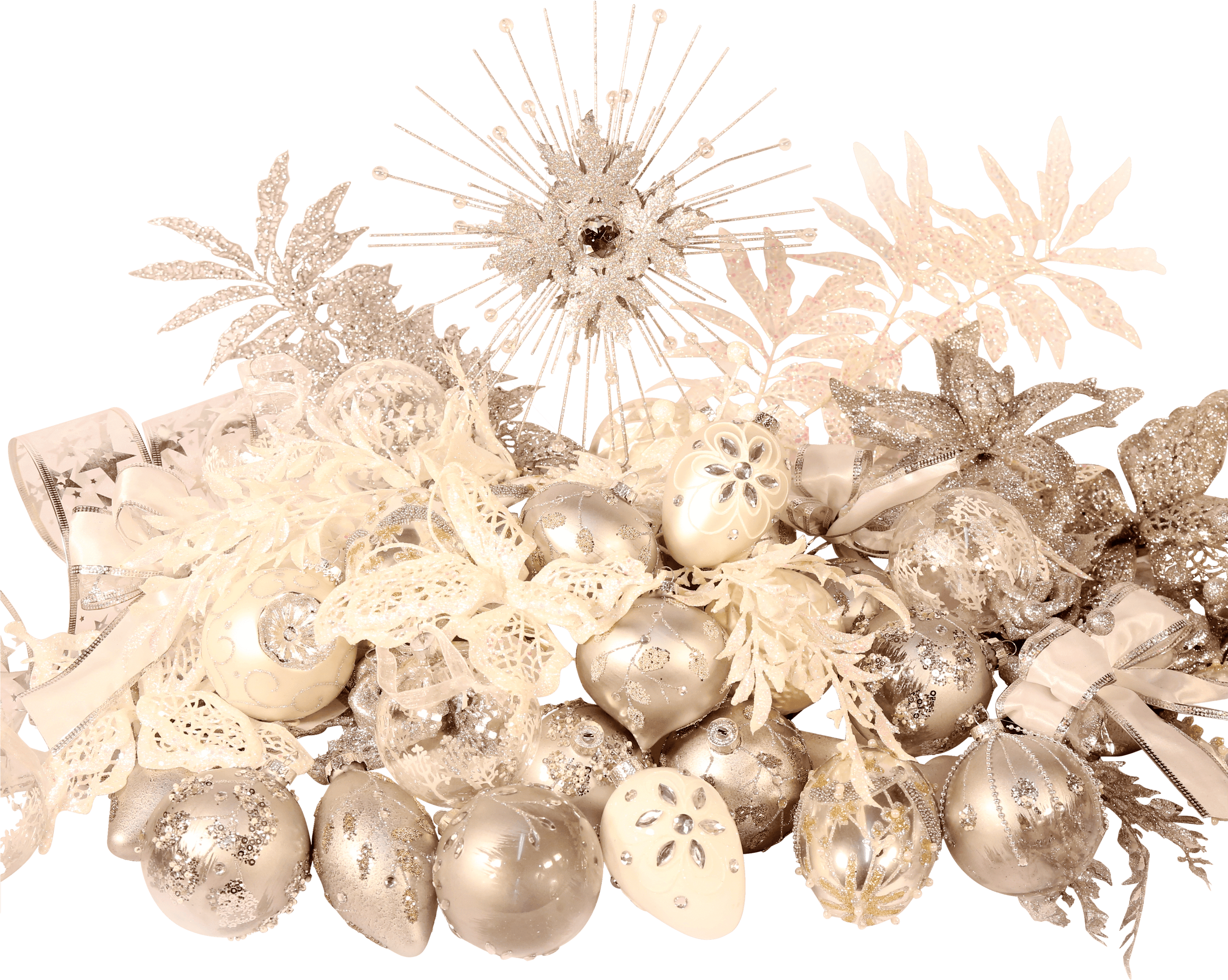 8ft Christmas Tree Deluxe Decoration Set In Gold From - Christmas Tree (3840x3407), Png Download