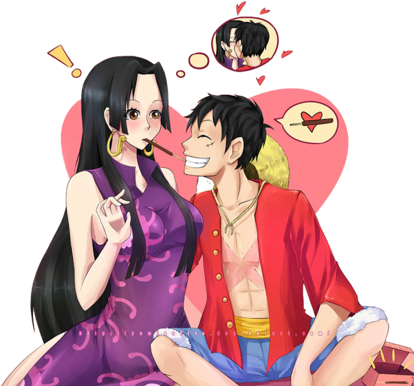 Luffy And Hancock (614x585), Png Download