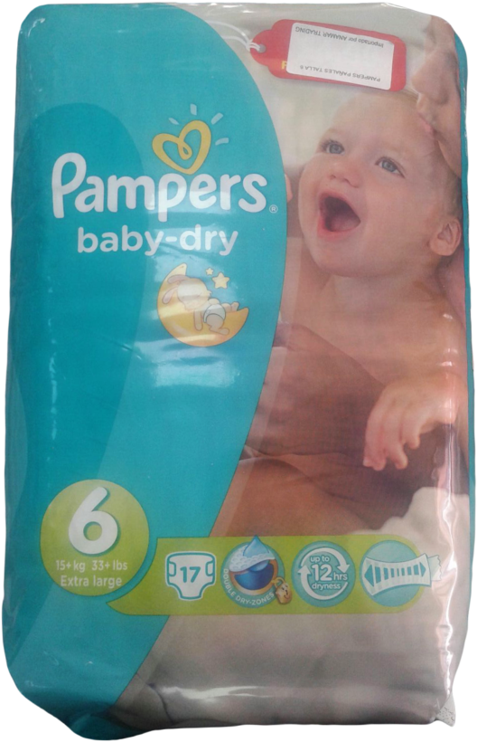 Pampers Nº 6 Baby Diapers 15 Kg / 33 Lbs 17 Units Extra - Pampers (1024x1024), Png Download