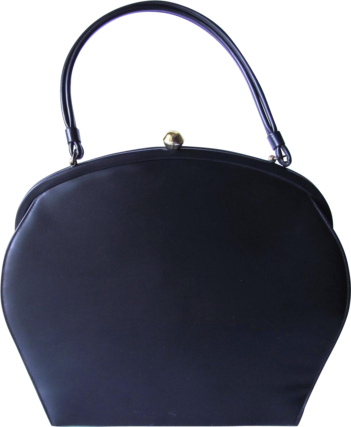 Vintage 1950's Navy Blue Vinyl Handbag With Curved - Handbag (1362x1362), Png Download