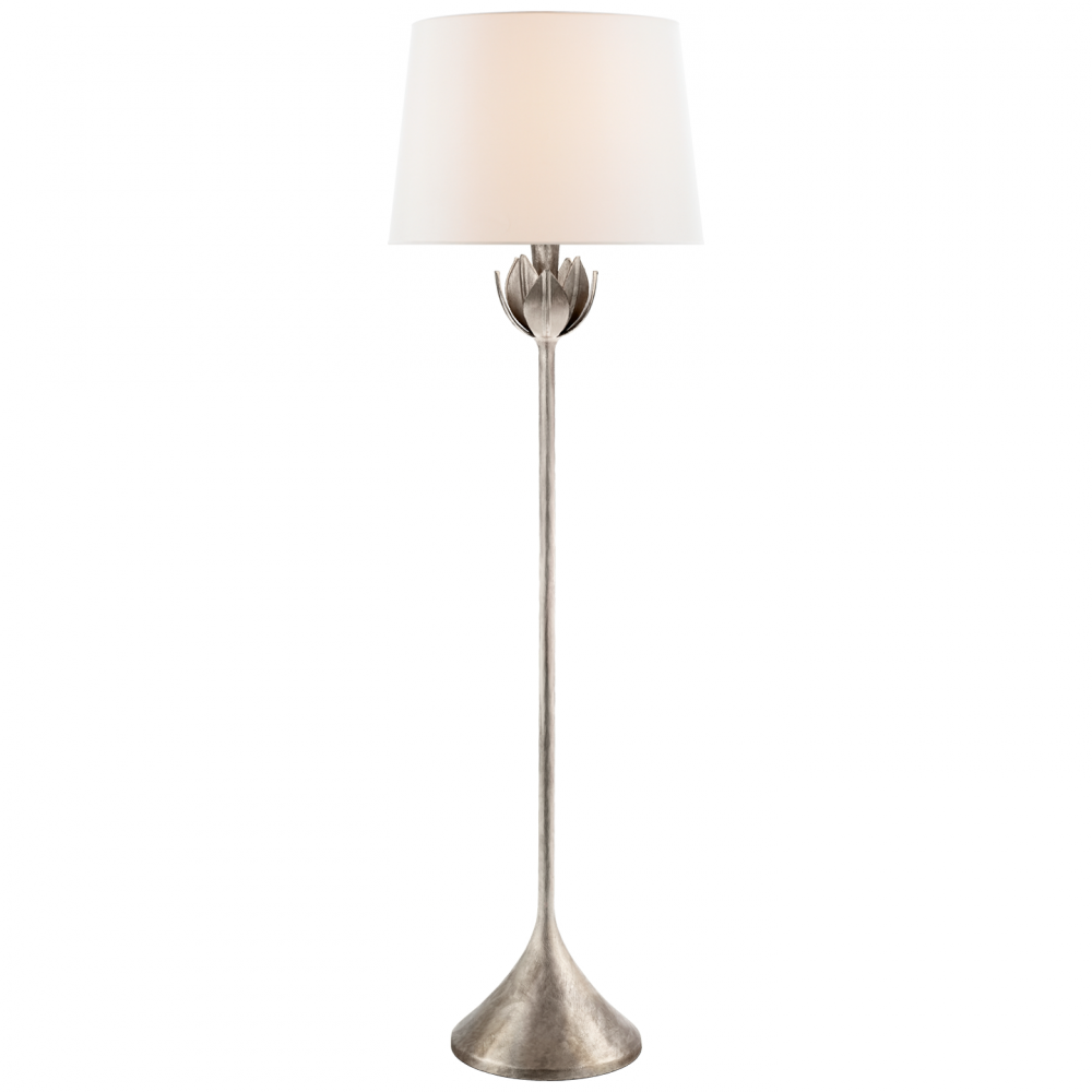 Alberto Large Floor Lamp In Burnished Silver Lea - Silver (1000x1000), Png Download