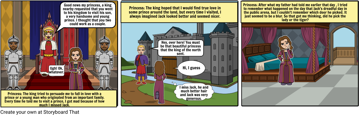 The Lady Or The Tiger Scene - Cartoon (1164x385), Png Download