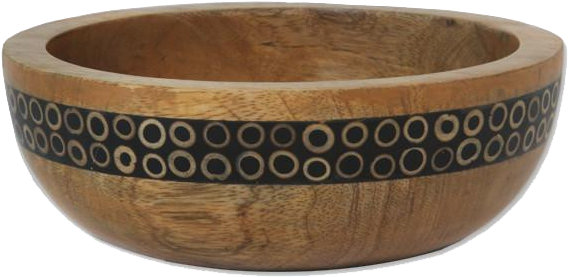 Black Inlaid Mango Wood Salad Bowl, Small - Bowl (600x600), Png Download