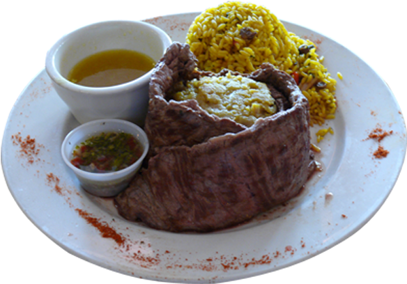 Skirt Steak Stuffed With Mofongo - Refried Beans (600x600), Png Download