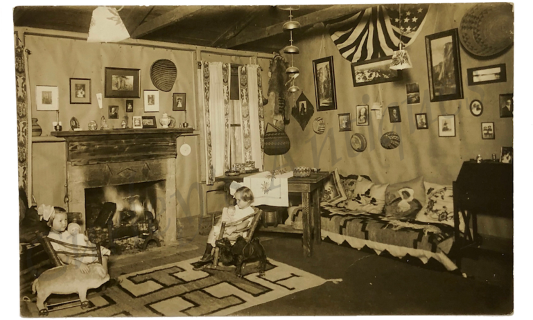Download 1910s Adirondack Lodge Cabin Indian Baskets Blankets