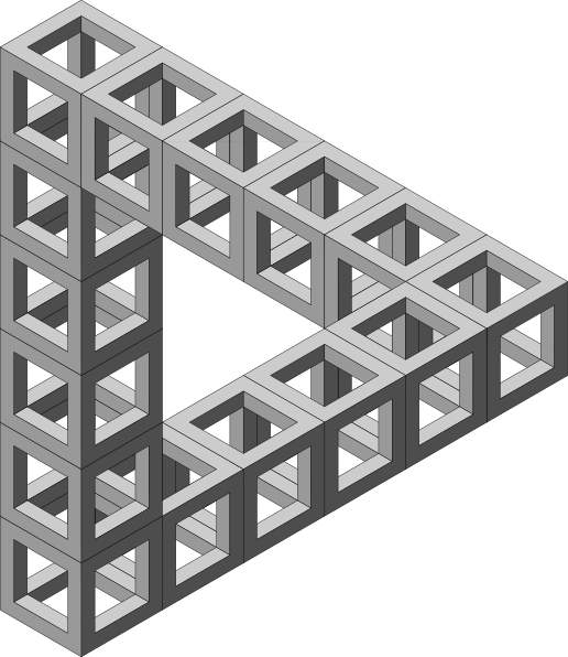 3 D Triangle Optical Illusion Png (516x596), Png Download