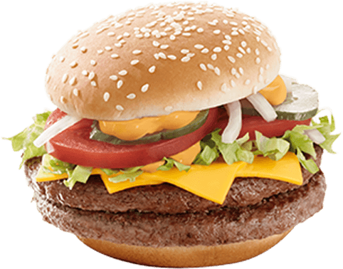 Two Juicy Beef Patties Between Slices Of Cheese Covered - Patty (700x474), Png Download