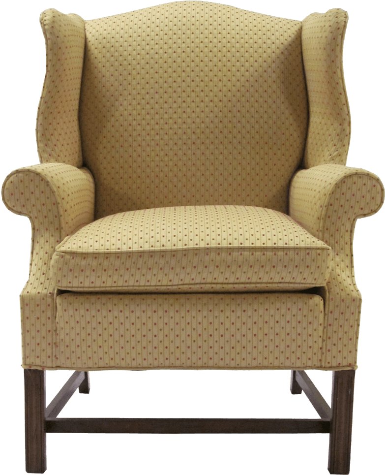 Traditional Beige Chippendale Style Wingback Chair - Slipcover (1142x1142), Png Download
