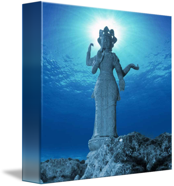 Clip Freeuse Download Buddha Statue At Sunabe Seawall - Buddha Statue Underwater (609x650), Png Download