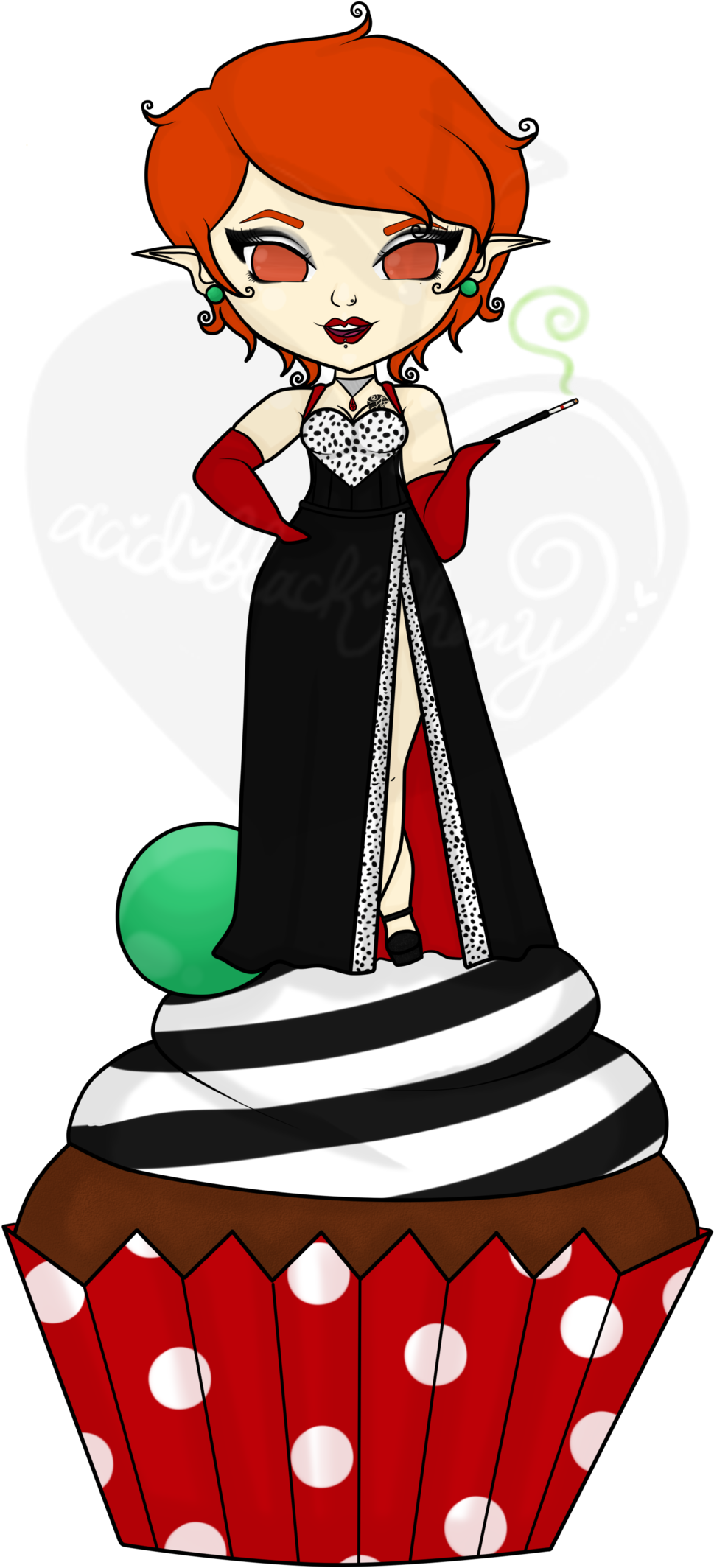 My Oc Elisha Dressed As Cruella De Vil From Disney's - Acid Black Cherry (1024x2177), Png Download