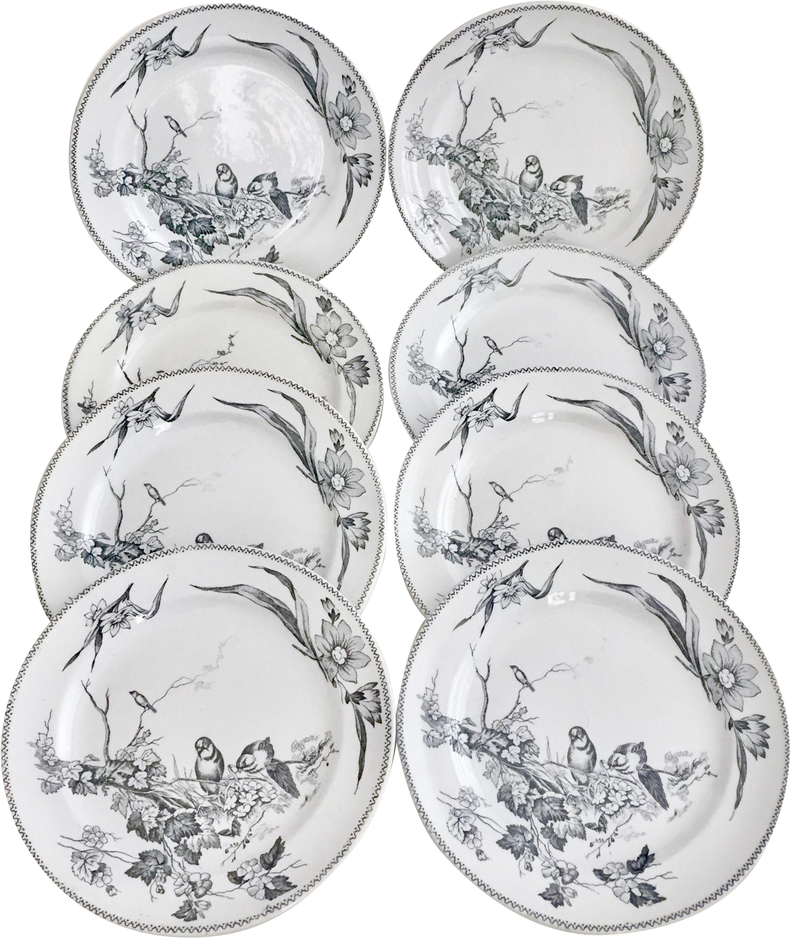 Antique Set Of 8 Breakfast Plates "woodside\ (1847x1847), Png Download