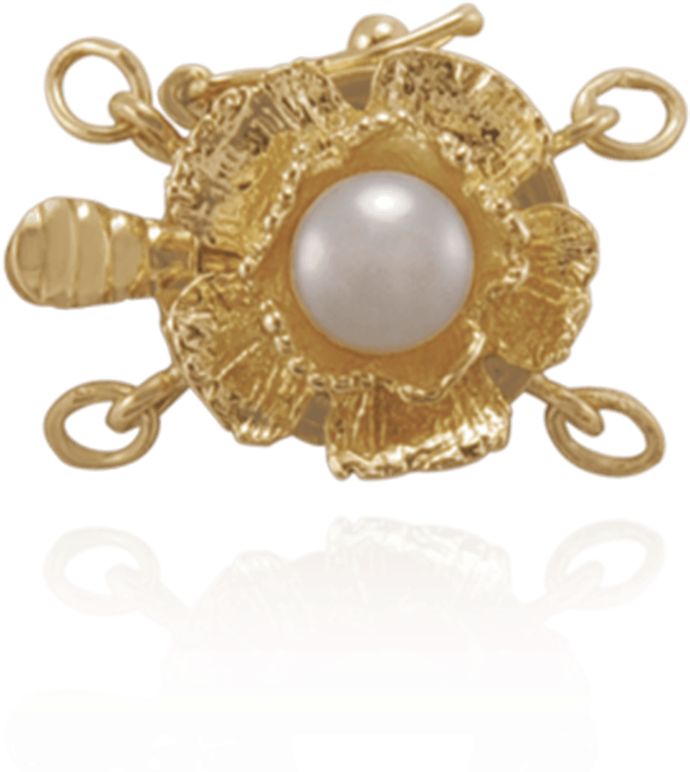 Flower Pearl Clasp With Cultured Pearl And Safety Lock (1500x1500), Png Download