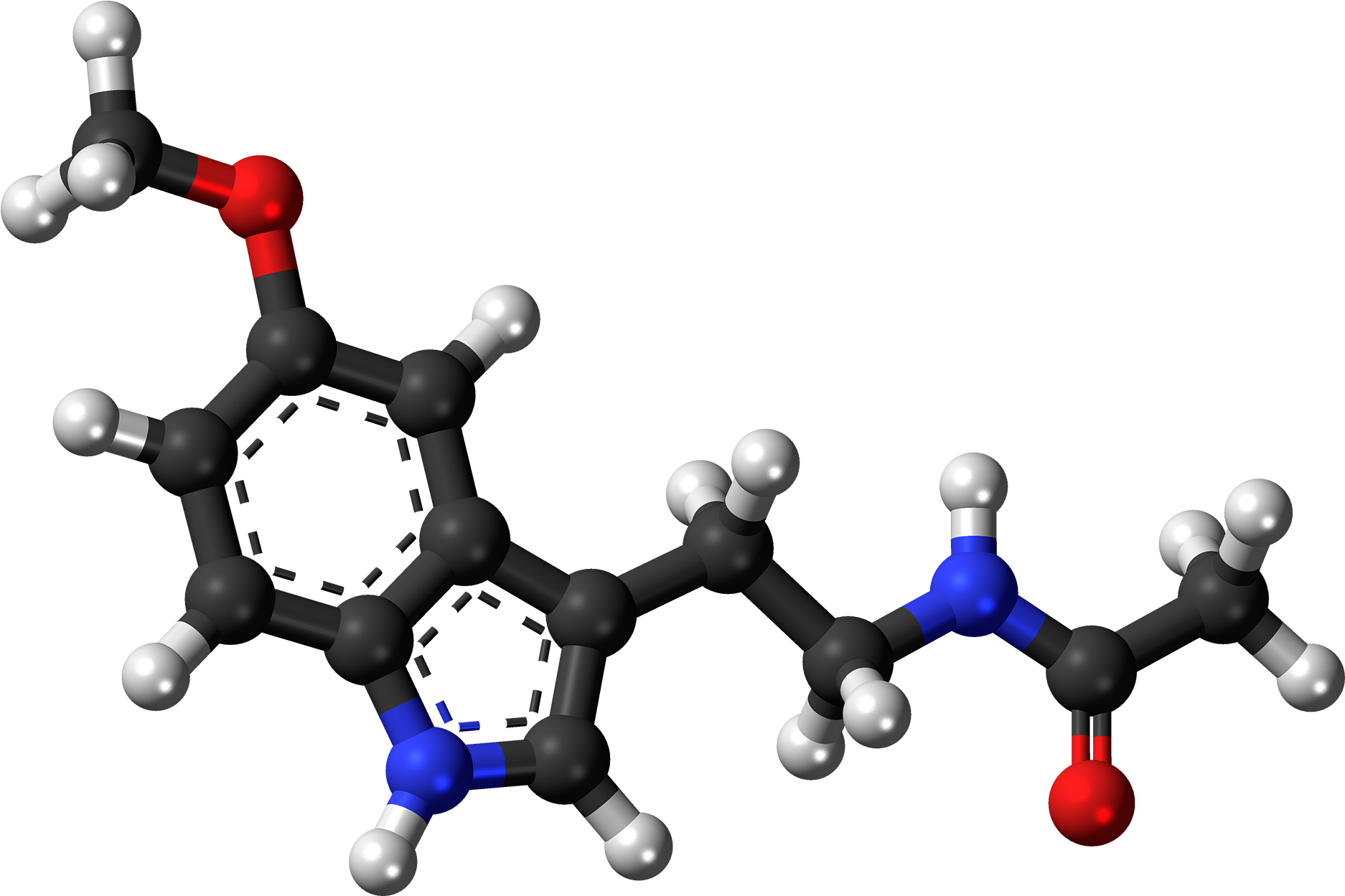Melatonin Molecule Ball - Amine Compounds (chemical Compounds) (2000x1375), Png Download