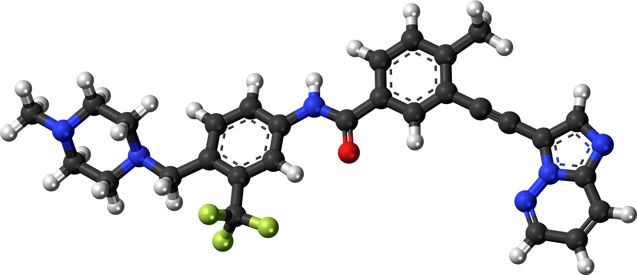 Ponatinib Molecule Ball - Amine Compounds (chemical Compounds) (2177x1000), Png Download