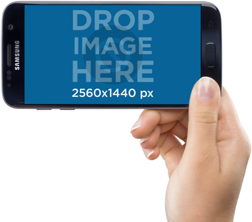Samsung Galaxy S7 In Landscape Position Held By A Woman - Samsung Galaxy S7 Landscape (640x480), Png Download