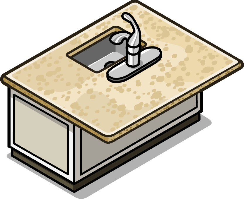 Granite Kitchen Island In-game - Kitchen Island Clipart (833x680), Png Download
