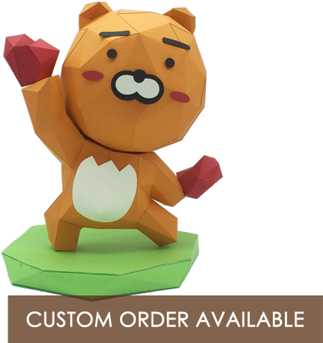 Ryan From Kakao Friends Low Polygon Paper Craft Statue - Kakao Friends (600x600), Png Download
