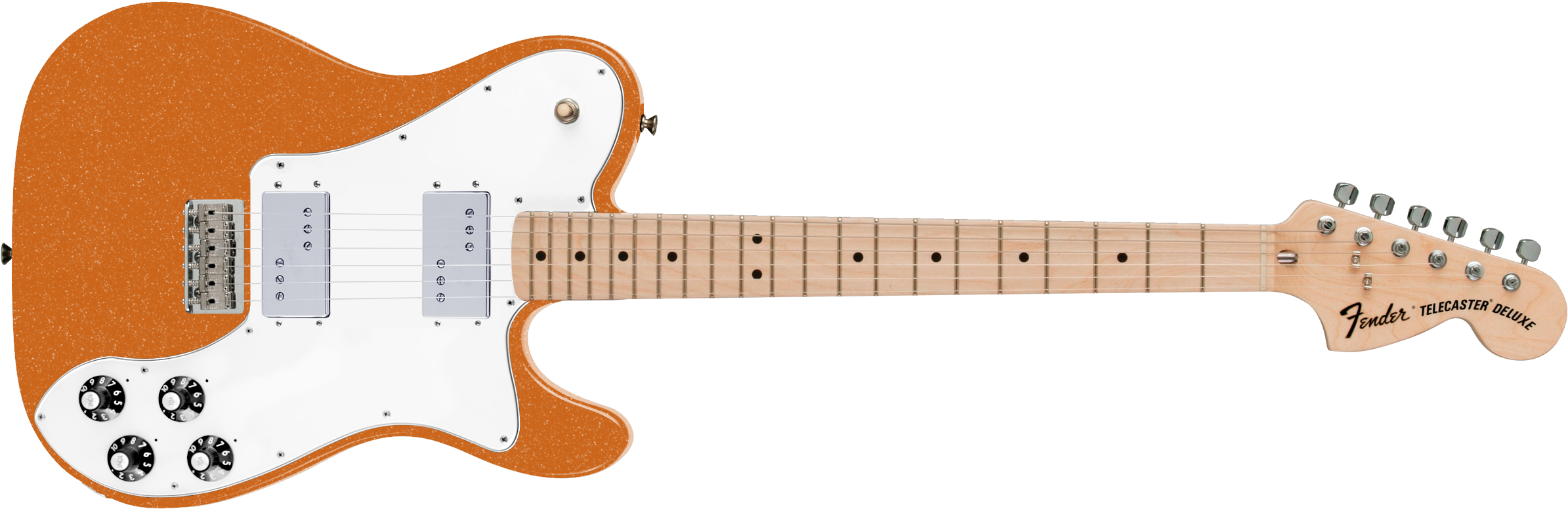 Fender Telecaster Deluxe Re-issue Special Reserve - Fender Classic Series '72 Telecaster Deluxe Black (2400x783), Png Download