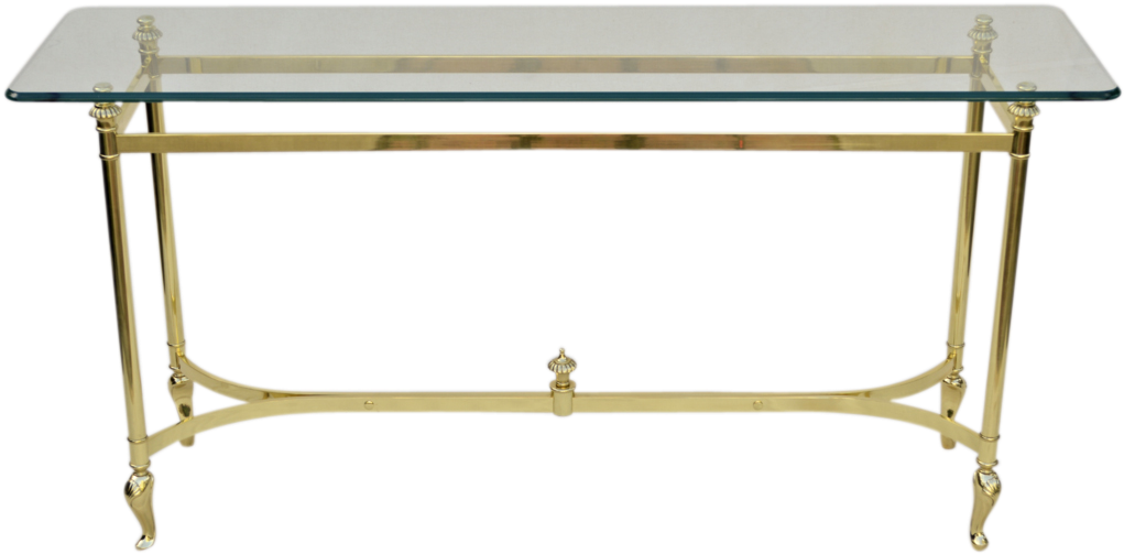 Italian Brass And Glass Table Sofa Console From Tolw (1020x1020), Png Download