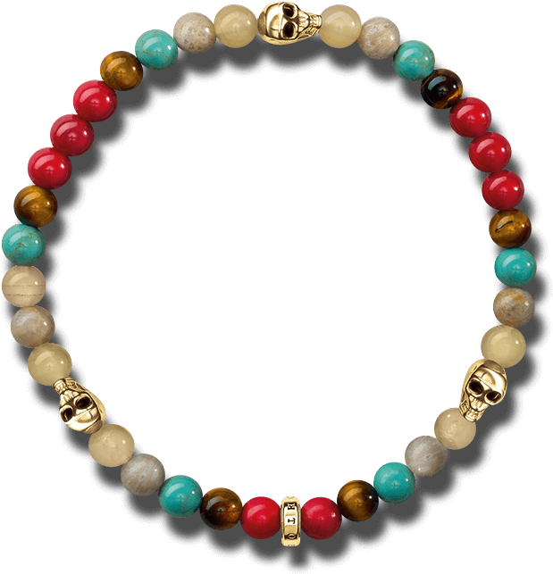 Armband Thomas Sabo Bunt Mit Totenkopf Gold Aus 925 - Uncut Diamond Necklace Price (815x815), Png Download
