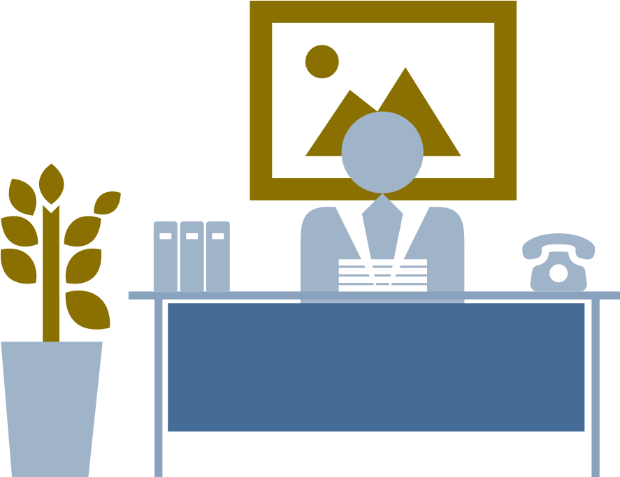Old Man Sitting Behind His Desk - Graphic Design (1280x720), Png Download