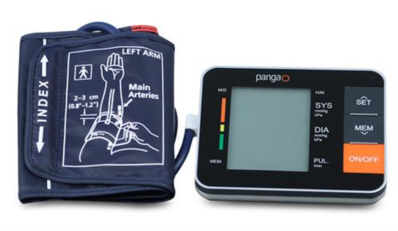 Pangao Upper Arm Electronic Blood Pressure Monitor - Vitagoods Digital Pulse Desktop Blood Pressure Monitor, (566x645), Png Download