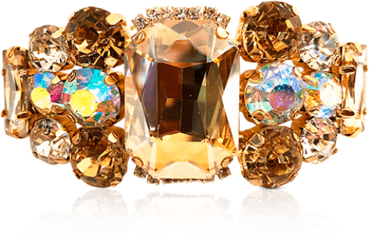Faux Gem And Iridescent Rhinestones Clip - Diamond (520x760), Png Download