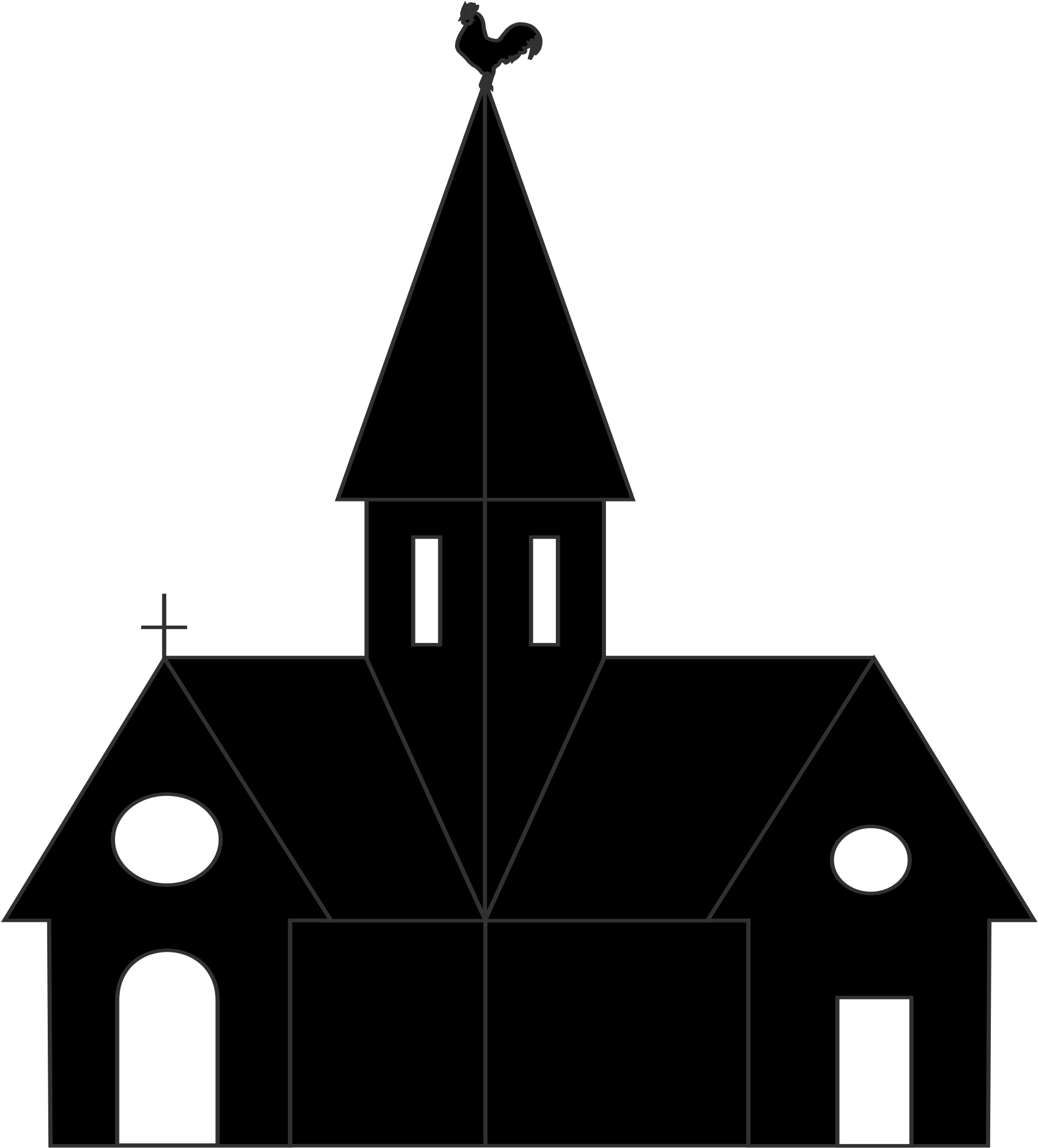 Open - Transparent Church Silhouette (2000x2200), Png Download