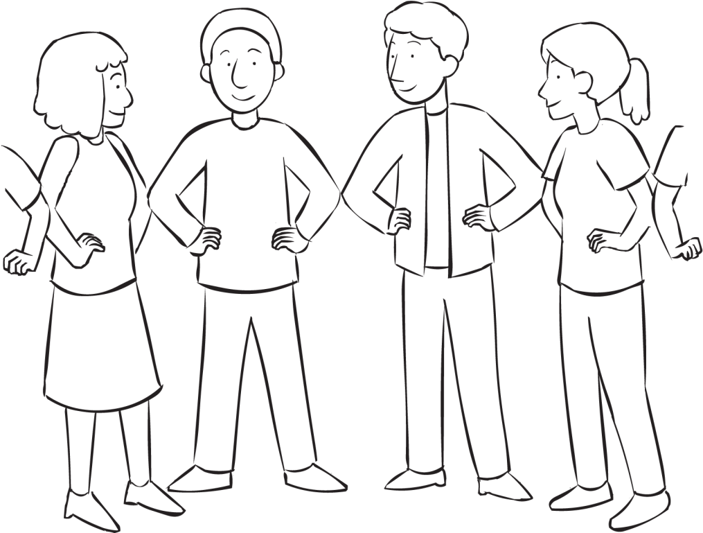 Velcro Circle - Drawing Of People In A Circle (1024x768), Png Download