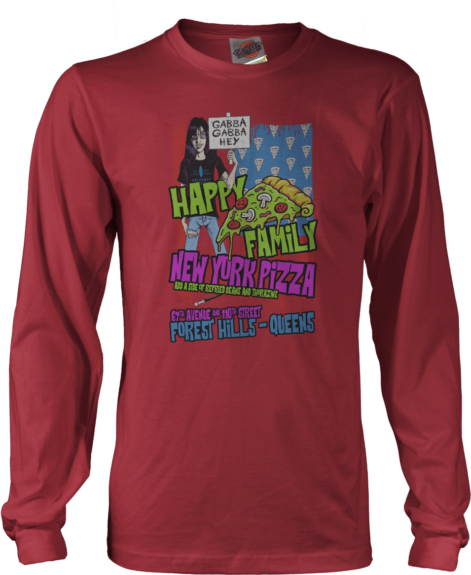 Ramones Inspired Happy Family Pizza T-shirt (1039x1228), Png Download