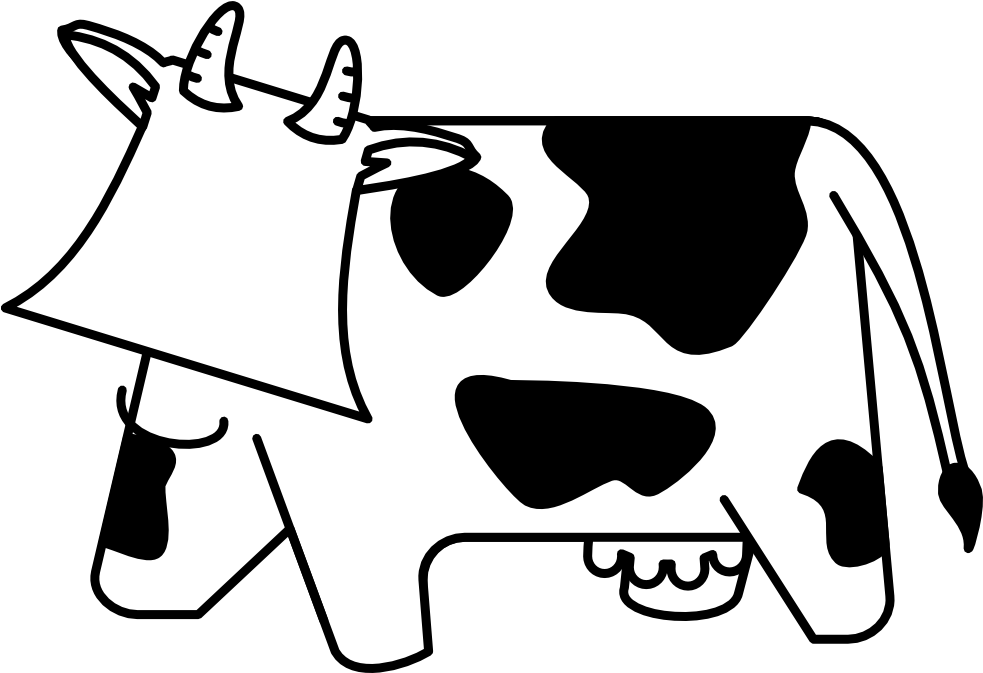 Cow Black White Line Art Hunky Dory Svg Colouringbook - Cartoon Clip Art Cow (999x672), Png Download
