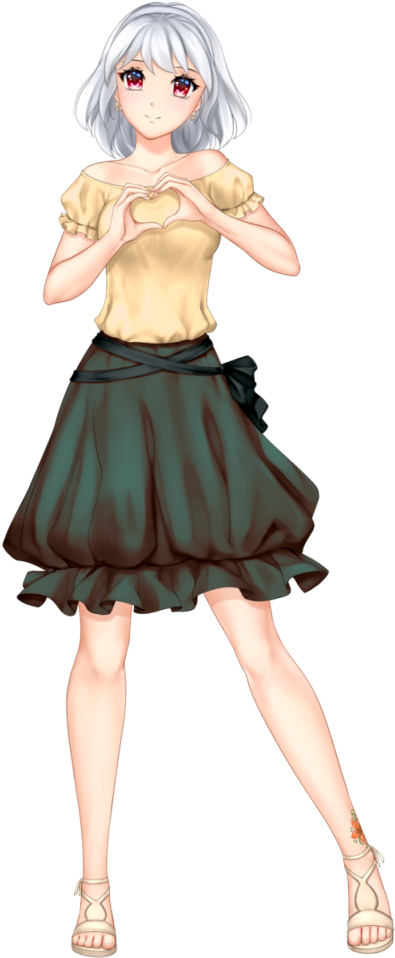 Anime Girl With White Hair And Red Eyes Wearing A Beige - Black Hair (751x1024), Png Download