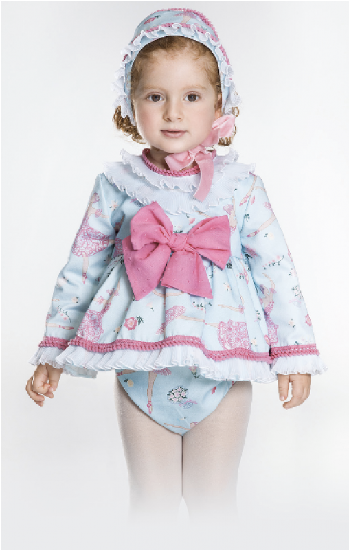 Bea Cadillac Dress & Bonnet Pink - Spanish Baby Dress With Bonnet (800x800), Png Download