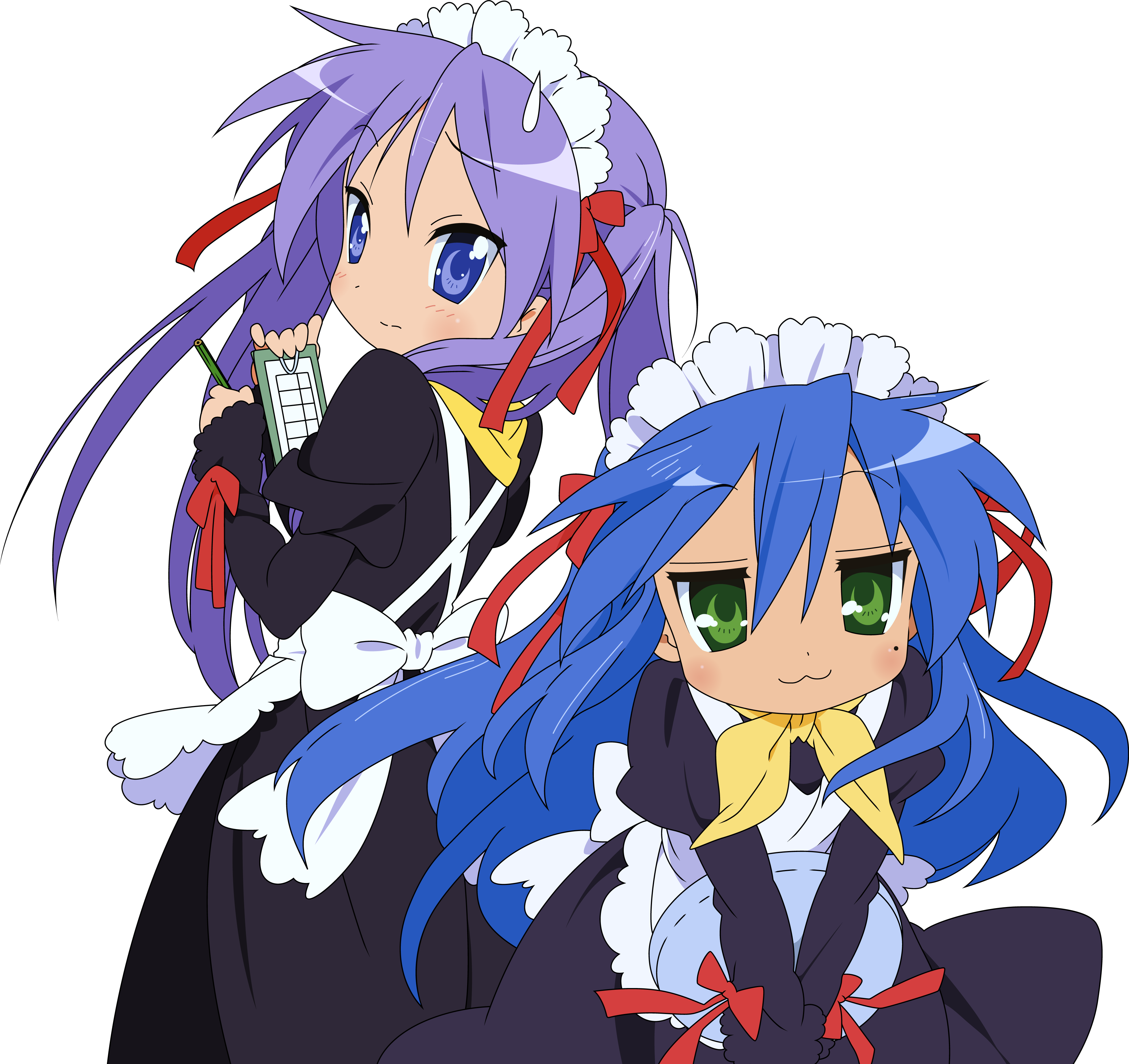 Resized To 21% Of Original Loading Hiiragi Kagami And - Cat Maid Cafe Anime (4000x3768), Png Download