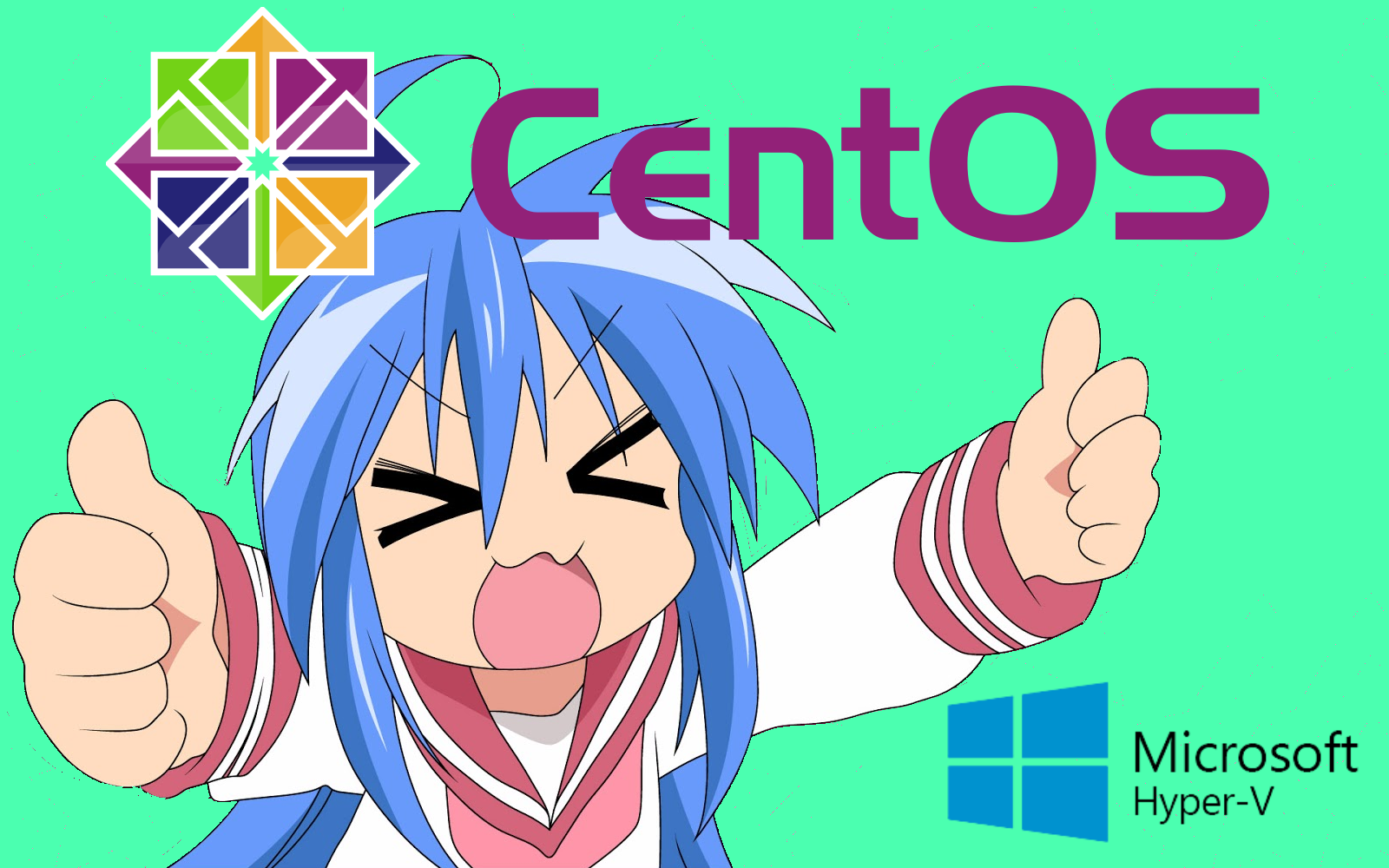 Installing Centos 7 In A Hyperv Enviroment - Lucky Star Anime (1600x1000), Png Download