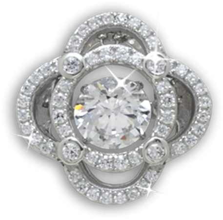 Large Quatrefoil Halo Design Pendant With Swarovski - Silver (1024x1024), Png Download