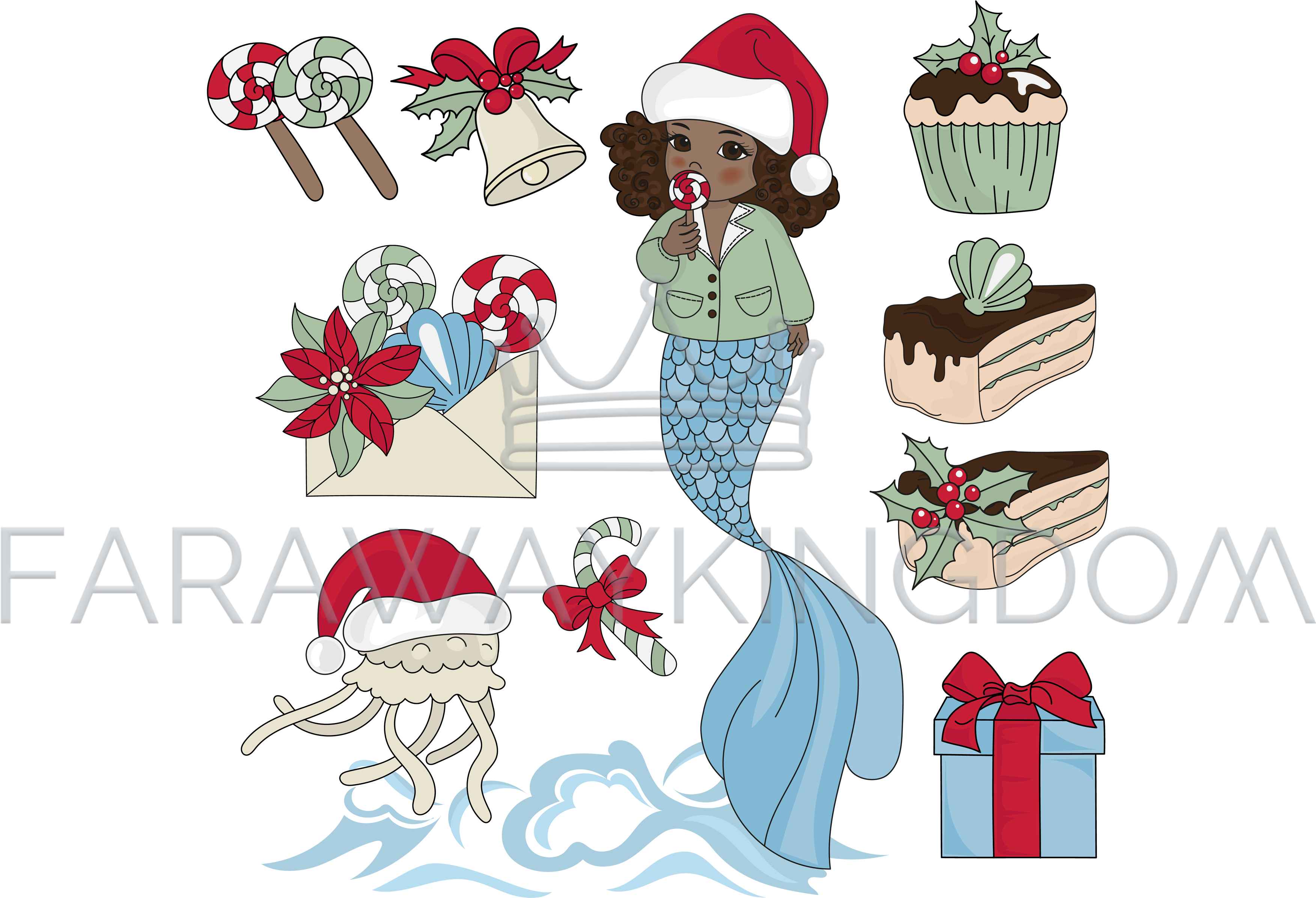 Black Mermaid New Year Vector Illustration - Illustration (3508x2480), Png Download