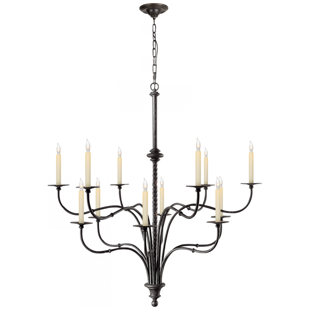 Windsor Large Iron Two-tier Chandelier In Black - Visual Comfort Chc1432br E.f. Chapman Windsor Chandeliers (1000x1000), Png Download
