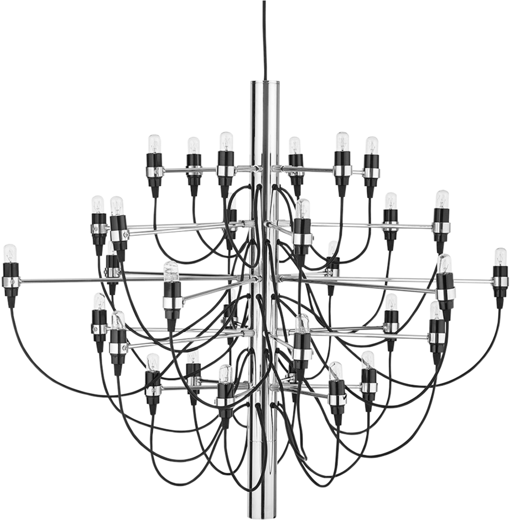 Gino Sarfatti Chandelier 30 Lightbulbs Silver Gino - Gino Sarfatti Mod 2097 (1024x1024), Png Download