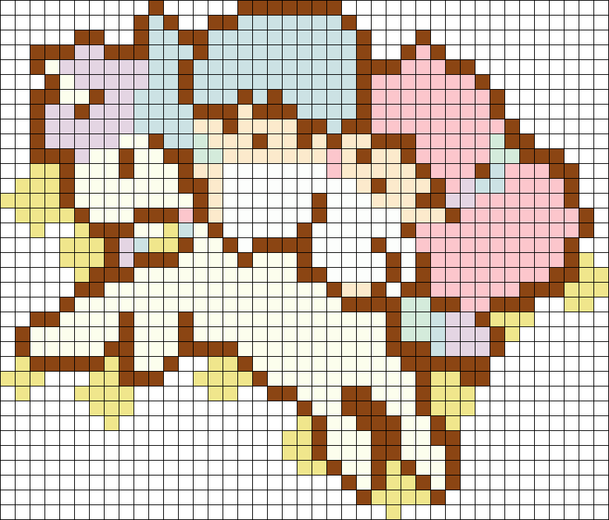 Little Twin Stars Perler Bead Pattern / Bead Sprite - Little Twin Stars Perler Beads (862x736), Png Download
