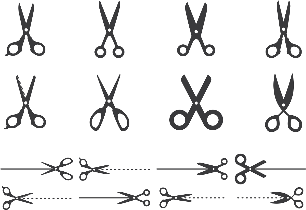 Cut Here Scissors Vector - Clip Art (1400x980), Png Download