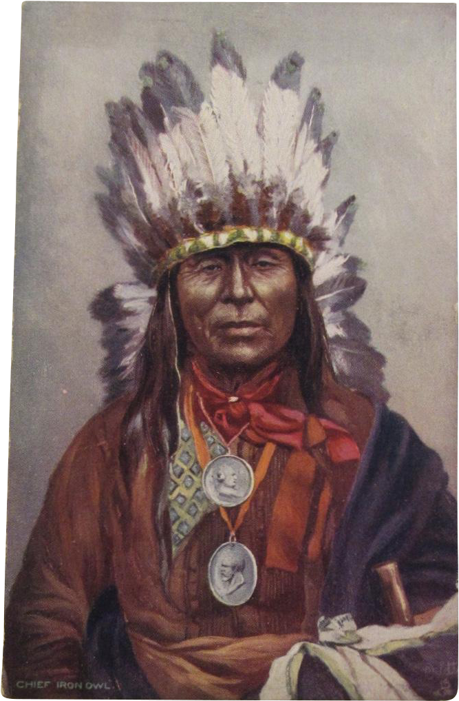 Indian Chief 'iron Owl' Postcard By Tuck - Indigenous Peoples Of The Americas (1016x1016), Png Download